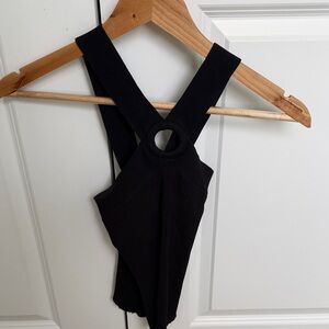 John + Jenn Black Ribbed Crossback Tank